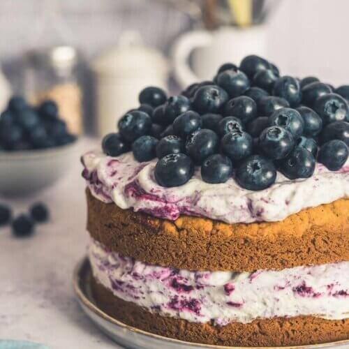 Zitronen-Haselnuss-Blaubeer-Torte - Natürlich gesüßt Zitronen-Haselnuss-Blaubeer-Torte