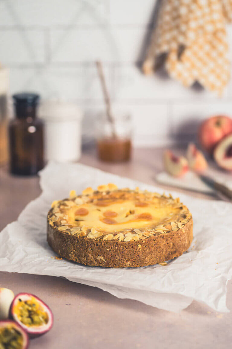 Sommerlicher Pfirsich Maracuja Käsekuchen