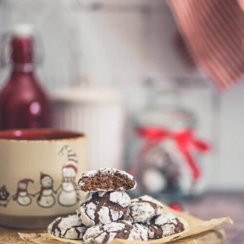 Schoko-Schneebälle - Chocolate Crackle Cookies