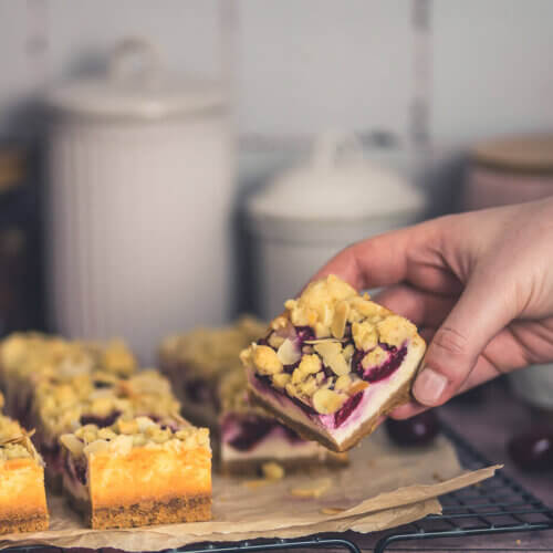 Kirsch-Käsekuchen mit Mandel-Streusel