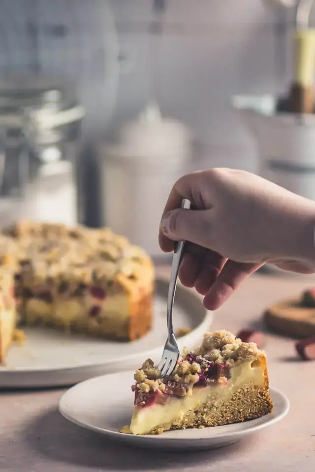 Dinkel-Rhabarber-Streuselkuchen mit Vanillepudding dinkel rhabarber streuselkuchen mit vanillepudding linalsbackhimmel 23