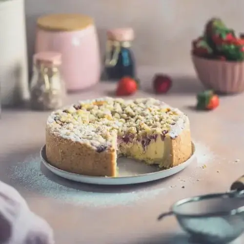 Erdbeer Käsekuchen mit Streuseln Erdbeer Käsekuchen mit Streuseln